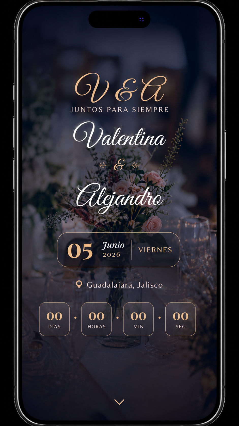 Vista m&oacute;vil de Boda Romantica