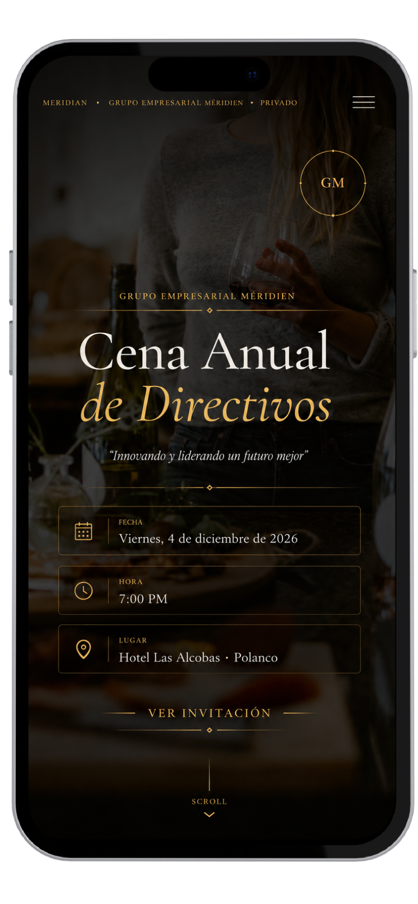 Vista m&oacute;vil de Cena Ejecutiva