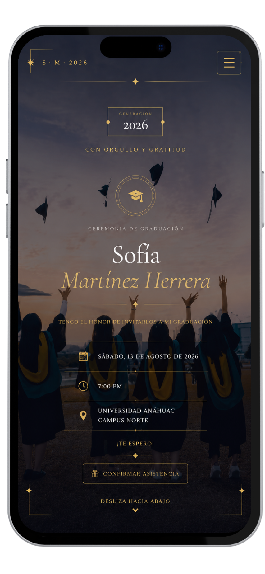 Vista m&oacute;vil de Graduacion Elite