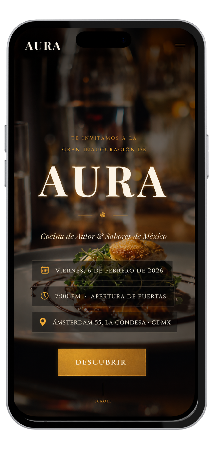 Vista m&oacute;vil de Inauguracion Restaurante